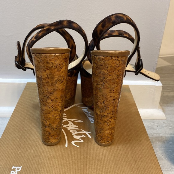 Super dombasle 160 pony leopard heels - red bottoms cork cheetah print -Y2K 37.5 - Picture 4 of 10